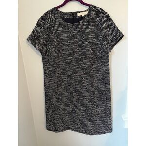 LOFT Women's Shift‎ Textured Tweed Dress Navy Multicolor Sz. 12 Short Sleeve